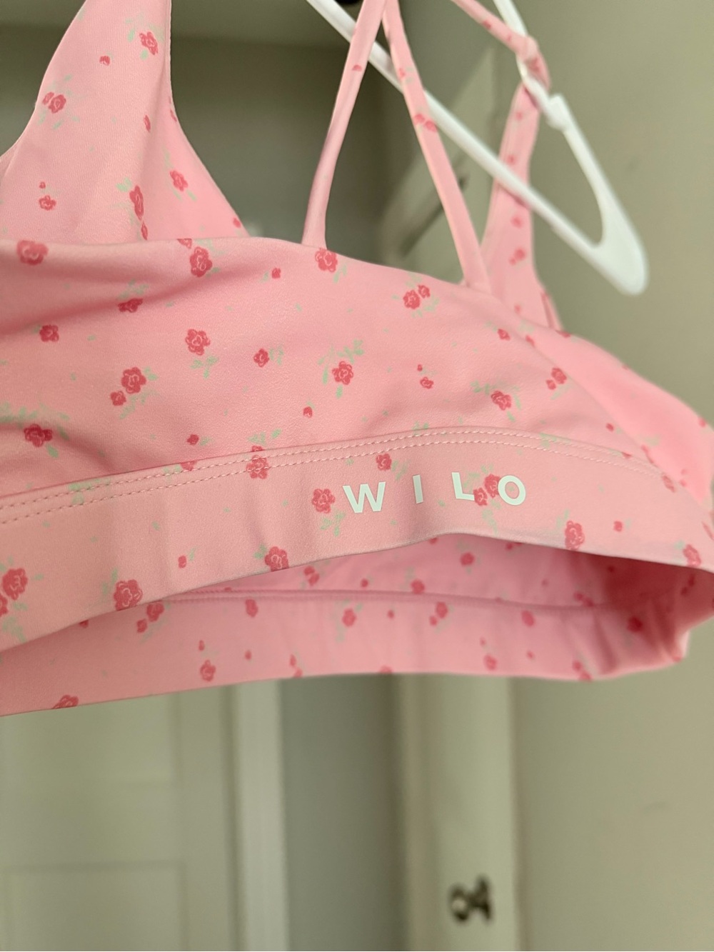 Pink Floral Ruched Bike Shorts & Strappy Bralette Set - Women Intimates - Picture 3 of 8